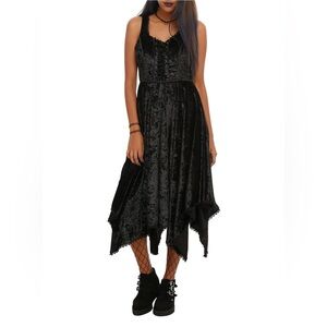 Elegant Black Velvet Handkerchief Dress